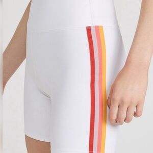 Eleven by Venus Williams White Bike Shorts with Rainbow Stripes